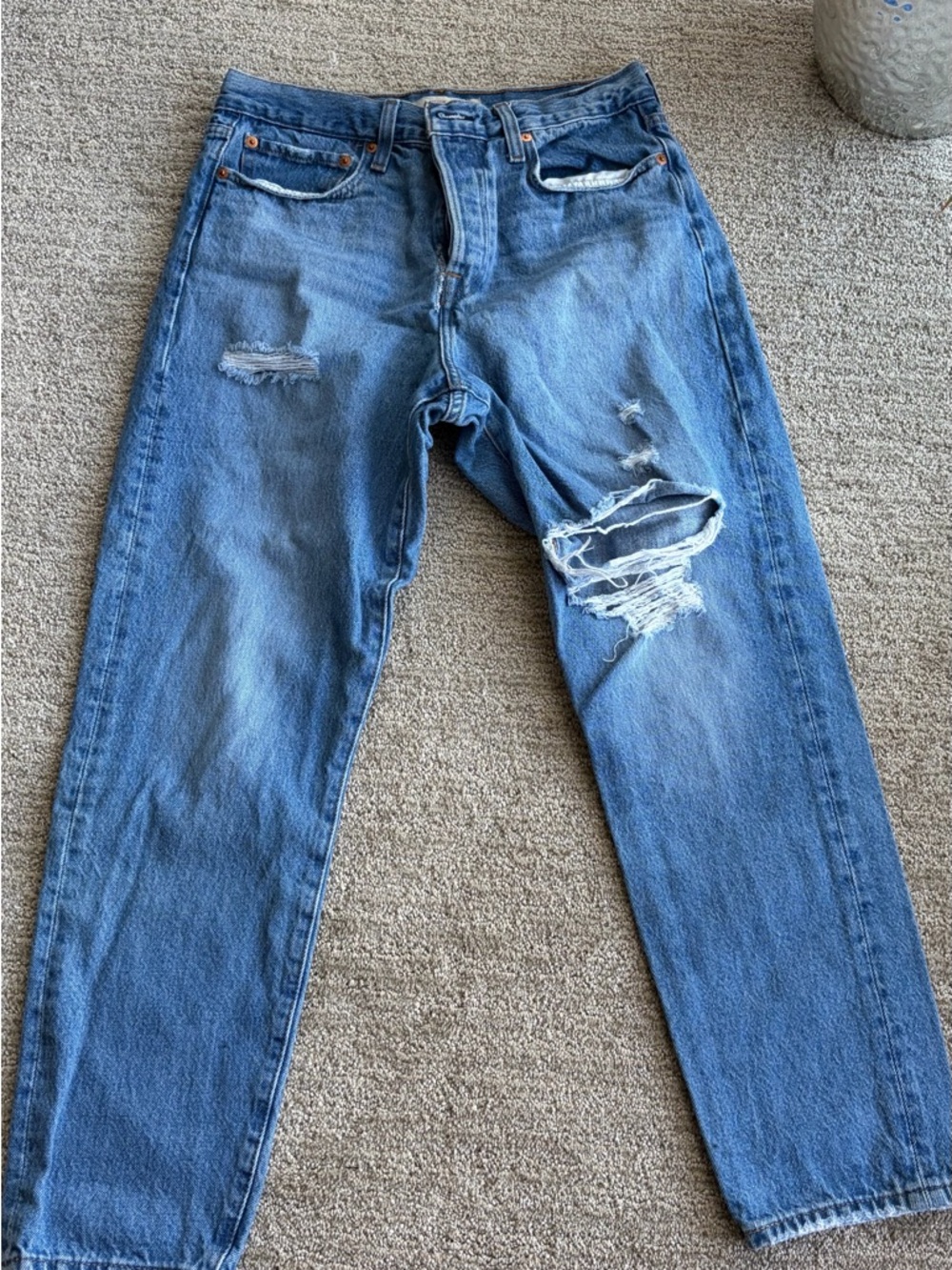 Levi's Wedgie Distressed Light Blue Boyfriend Jeans